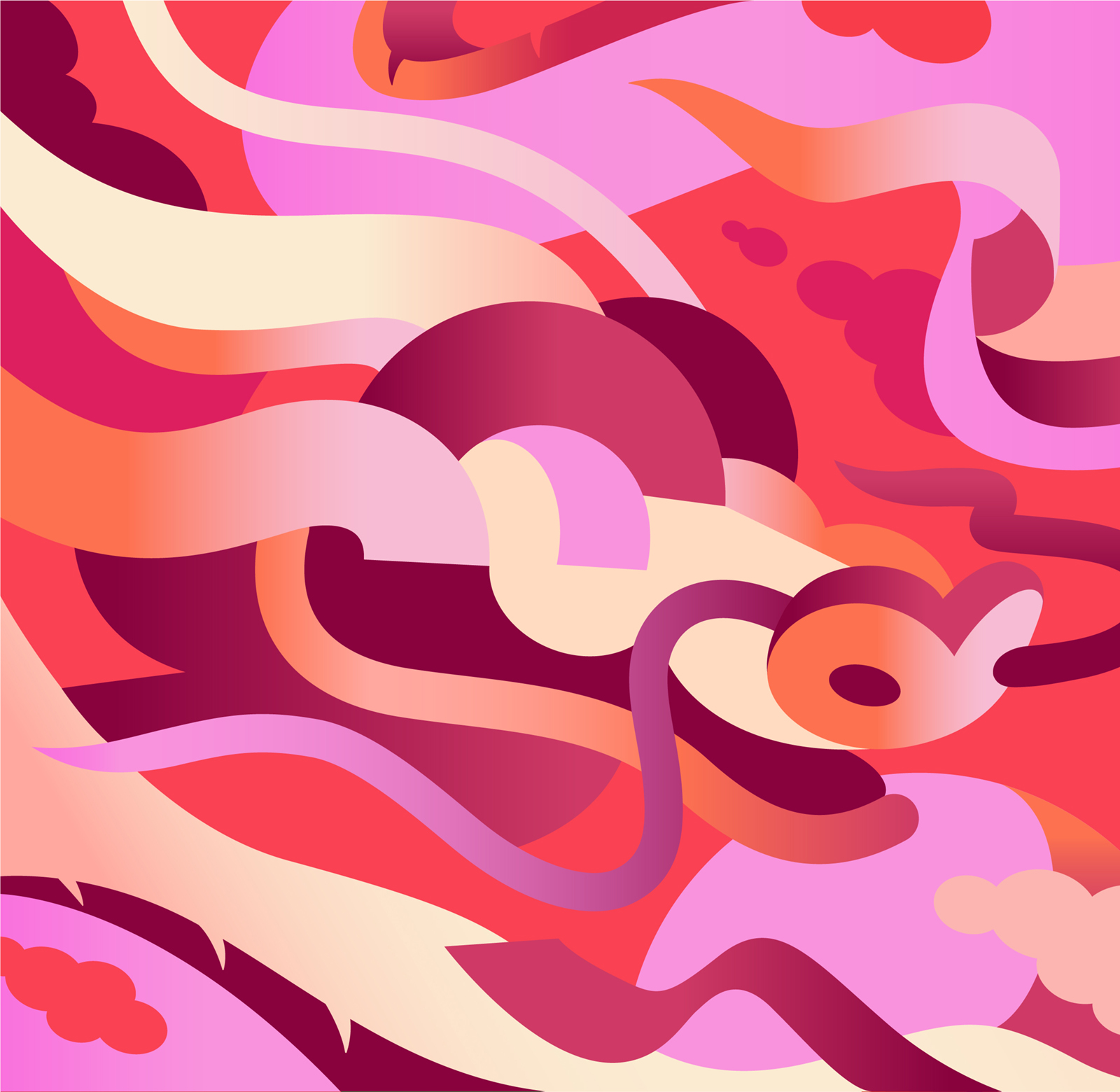 pink illustration of a dragon head 